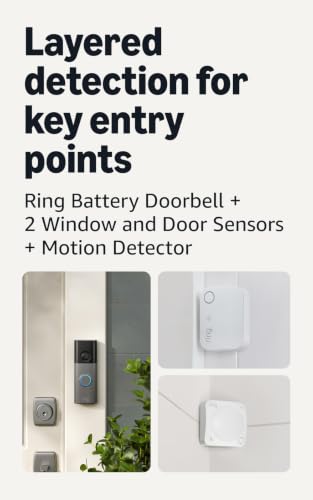 Image of Ring Battery Doorbell 2K (newest model), Speckled Gray with 2 Window and Door Sensors (newest model) and Motion Detector (newest model)