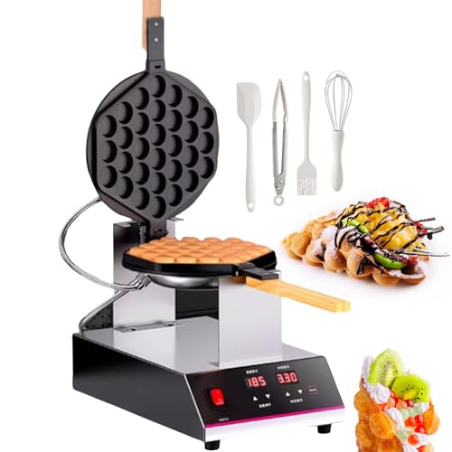 pealiritansemen Gaufrier À Bulles Professionnel, Double Face Plaques, Gaufrier Street Food, Rotatif À 180°, avec Affichage Numérique, pour Boulangeries, Cafés, Food Trucks