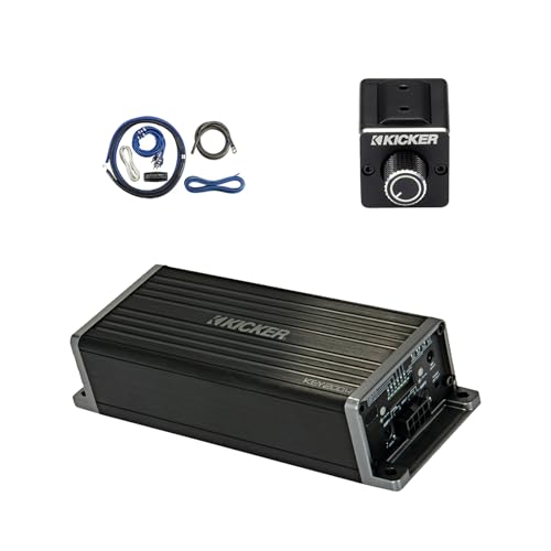 Kicker KEY200.4 200 Watt 4-Channel Full-Range Auto-EQ Smart Amplifier with Dual Bass Remote, Wiring Install Kit