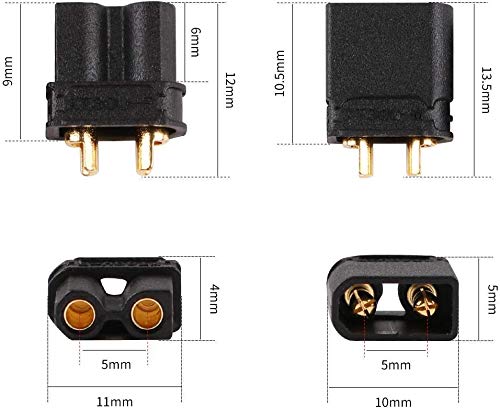YUNIQUE XT30 Steckverbinder 10 Paar – Vergoldetes Kupfer, 65A, Für RC Lipo Akkus & Modellbau