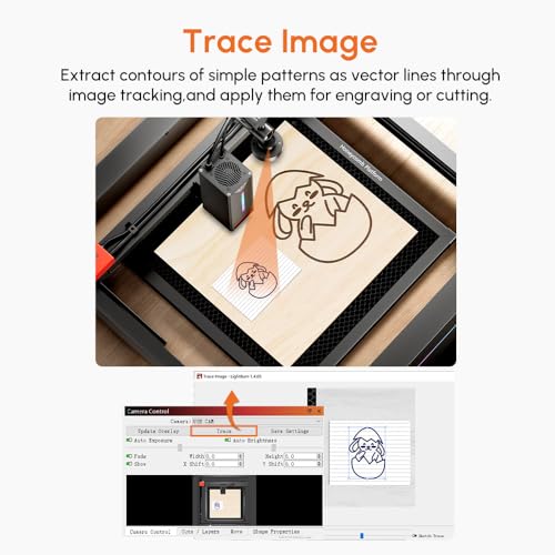 Image of Algolaser Lightburn Camera for Laser Engraver - 5MP HD Laser Engraver Camera with Precise Positioning, Batch Processing, Job Preview, Image Tracking & Video Recording, Work Area 550x800mm