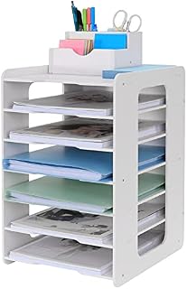 Letter Tray Organiser, Office Desk Tidy Organiser File Document Holder A4 Paper Filing Trays for Home Office School (7 Tier)