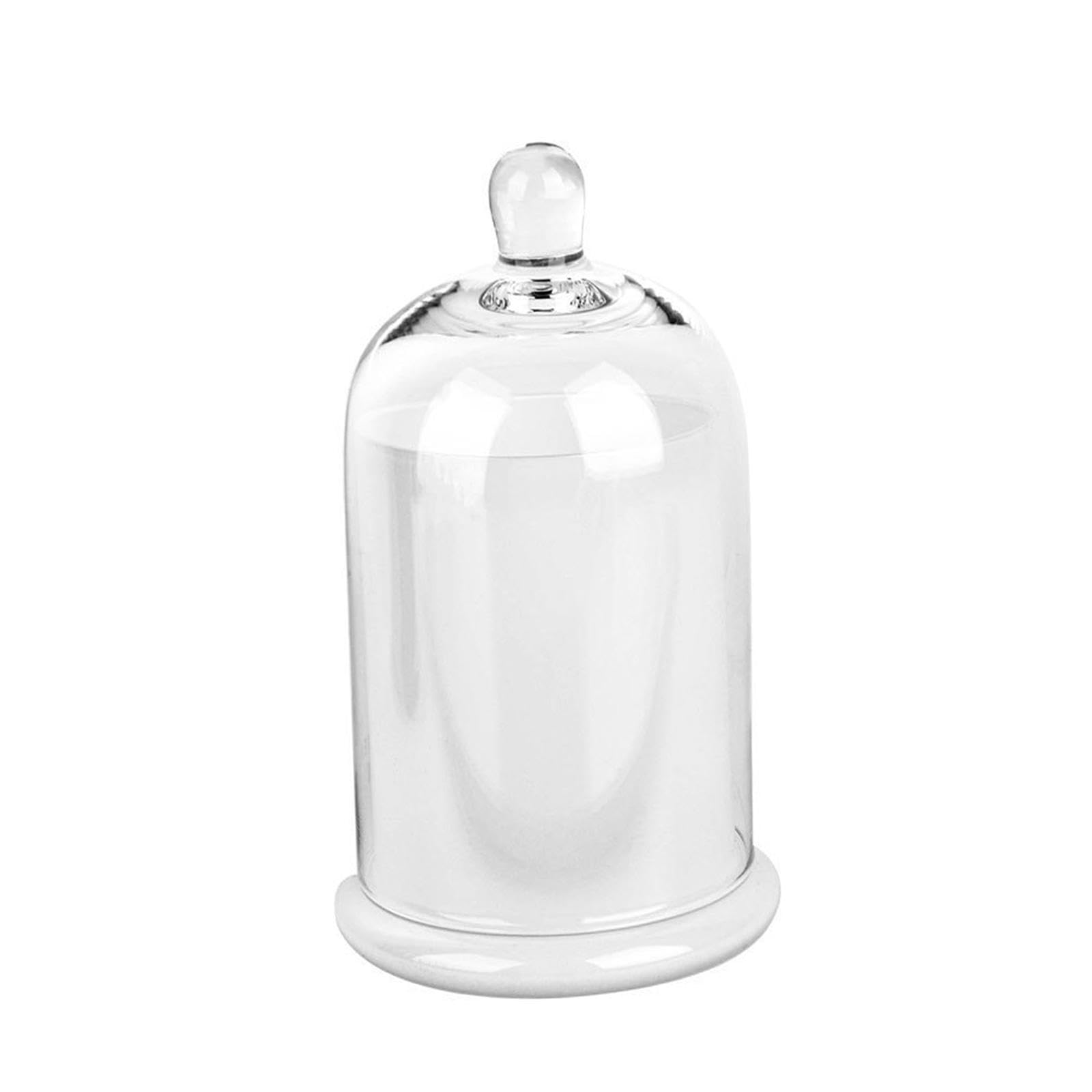 QIXCXAZ Versatile Glass Bell Cover Candle Jar for Creative Showcasing Of Decorative Items At Gatherings Or Home Events Glass Cloche Dome With Base Bell Jar, white, 10x10x16cm