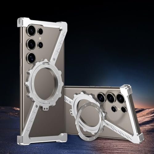 Étui Galaxy S22 Ultra argent : coque métal magnétique sans cadre avec support