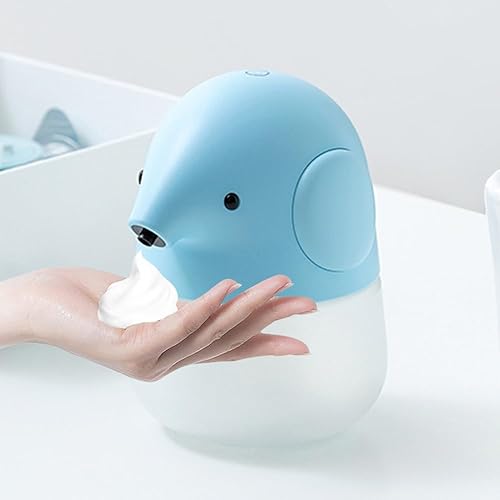 Miniatura 9 de AMYESE Dispensador automático de jabón para niños, dispensador de jabón de manos espumoso sin contacto con lindo elefante, impermeable y recargable