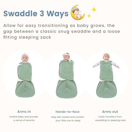 Image of ZIGJOY Sleep Sack Swaddle 1.0 TOG Baby Wearable Blanket 100% Cotton Baby Swaddle Blanket for Newborns 6-12 Months for Boy Girl, Green