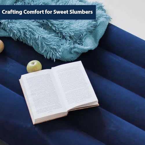Image of HACER Inflatable Air Bed Portable Mattress Quick Inflation /Deflation Blow Up Single Beds for Home Camping Travel (Dark Blue)