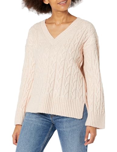 Image of Calvin Klein Womens V Neck Cable Long Sleeve SweaterSweater