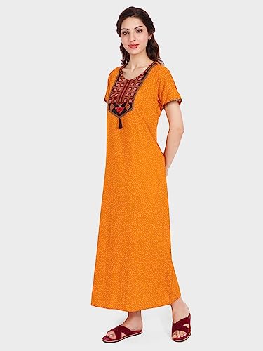 Image of Evolove Women's Cotton Long Maxi Night Gown Nighty Dress with Pocket, Super Soft Comfortable (LNG-Cotton-2)