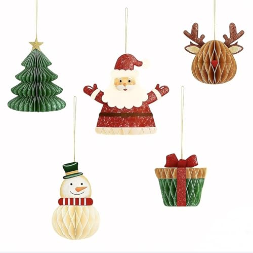 5 Stück Weihnachtsdeko Hängend, Waben Deko Weihnachten,...