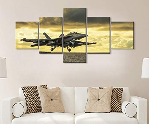 5 Piece Aviation Decor Airplane Pictures Wall Art Jets Poster Military Wall Art Aviation Wall Decor Plane Decor Aviation Art Prints Airplane Art Wall Decor For Boys Room Decor (50''W X 24''H) #TOP2