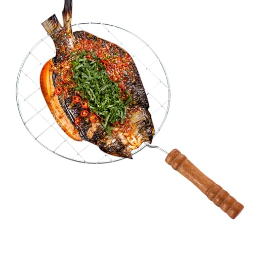 Stand di Torrefattore, Torrefattori di Verdura, Rete di Cottura Rotonda in Acciaio Anti-Caldo con Maniglia Strumento Griglia per Pane alla Griglia per Accessori da Picnic Campeggio Barbecue