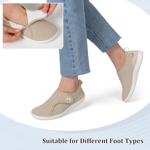 Image of Womens Walking Shoes Comfortable Wide Diabetic Shoes Adjustable Zero Drop Edema Shoe Breathable Neuropathy Nursing Shoes Casual Wide Width Sneakers