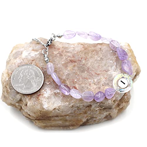Image of Uloveido Purple Natural Stone and Austrian Crystal Letter Bracelet, Personalized Initial Jewelry for Women A-Z 26 Letters