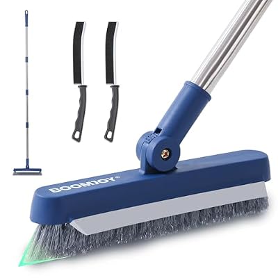 BOOMJOY Grout Brush with Long Handle, Grout Cleaner for Tile Floors, Hard Bristle Crevice Cleaning Brush, Floor Scrubber for Tile Grout Line, Shower, Kitchen, Bathroom