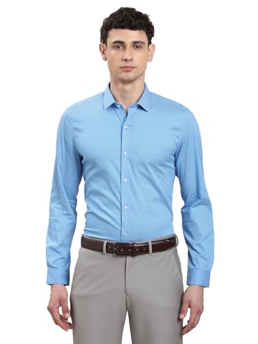 Chemise homme bleu coton motif formelle habillée chic Turtle manches longues