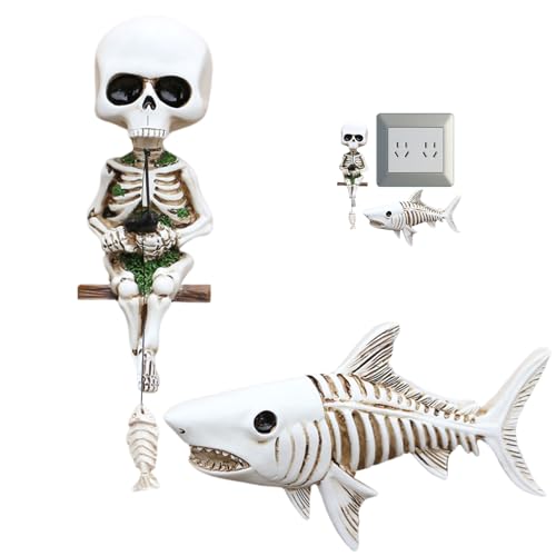 Statue de squelette pêcheur en résine, idée cadeau gothique originale - 7