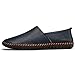 LUODENGLANG Men's Genuine Leather Loafer Shoes Slip On Soft Breathable Handmade Stitching Fashion Casual Shoes Lightweight Driving Dress Shoe Blue 10.5 M45
