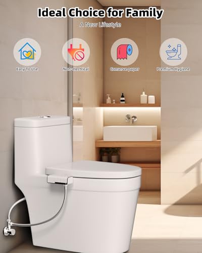 image for Hibbent Bidet Attachment for Toilet, Non-Electric Dual Nozzle for Fron
