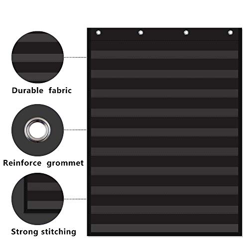 Auvcas VNOM-10KDC-BLACK Standard Pocket Chart Clear 10 Pockets Chart For Classroom & Home Heavy Duty Hanging Pocket Chart thumb #2