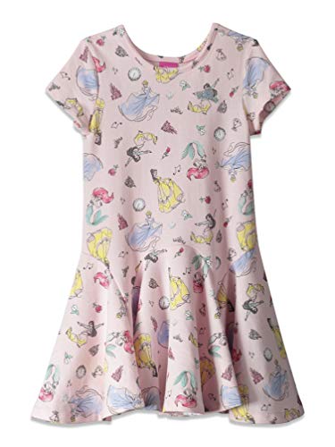 Disney Princesses Toddler Girls Short Sleeve All-Over Print Dress Pink 4T