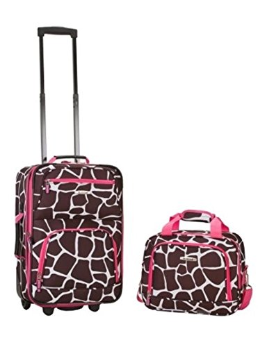 Rockland 2 Piece Pink Giraffe Luggage Set F102-PINKGIRAFFE luggage NEW