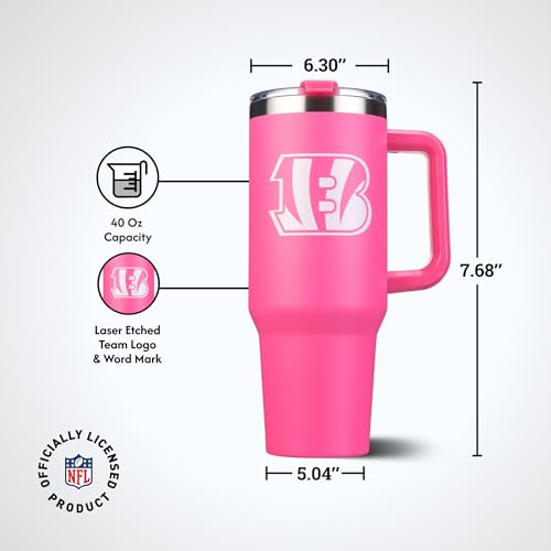 Image of The Memory Company Officially Licensed NFL - Cincinnati Bengals 40oz Pink Game Day Tumbler with Team Logo