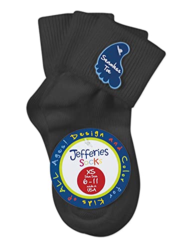 Image of Jefferies Socks boys Girl's Seamless Cotton Turn Cuff Socks 3 Pair Pack