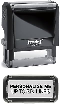 Custom Made Self-Inking Business Company Address Rubber Ink Stamp - 58mm x 22mm - Premium Personalised for You (6 Lines)