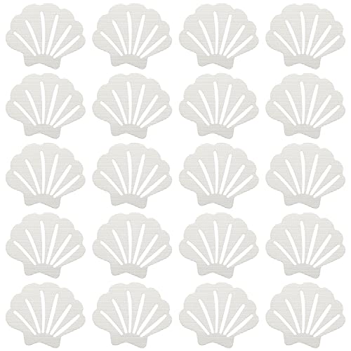 Skyzone Non-Slip Bath Stickers, 20 Piece Bath Mat Non Slip Shower Stickers, White And Non-Abrasive Textured Baby Bath Stickers For Bathroom Toilets Kitchen Pool Surfaces (Shell Shaped)