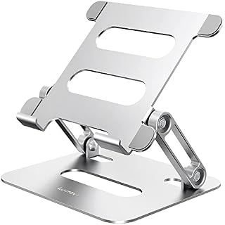 Tablet Stand Holder for Desk, Lucrave Adjustable Foldable Aluminum Desktop Stand Compatible with Tablet Such as iPad Pro 9.7, 10.5, 12.9 Air Mini 4 3 2, Kindle, Nexus, Tab, E-Reader (4-13") - Silver