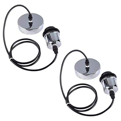 Chrome Ceiling Rose Retro Modern Pendant Light Fitting,E27 Lamp Holder with 100mm Cable for Hanging Flexible Ceiling Light Accessories-2pack(Chrome08) Cover