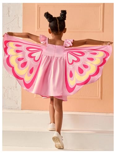 SOLY HUX Toddler Girl's Butterfly Fairy Dress Cute Ruffle Sleeve Flowy Dresses Summer Party Short Dress3