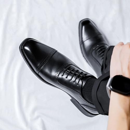 Men's Business Casual Dress Shoes Classic Square Toe Lace-Up Brogues Modern Formal Oxfords for Wedding Party Office Uniform3