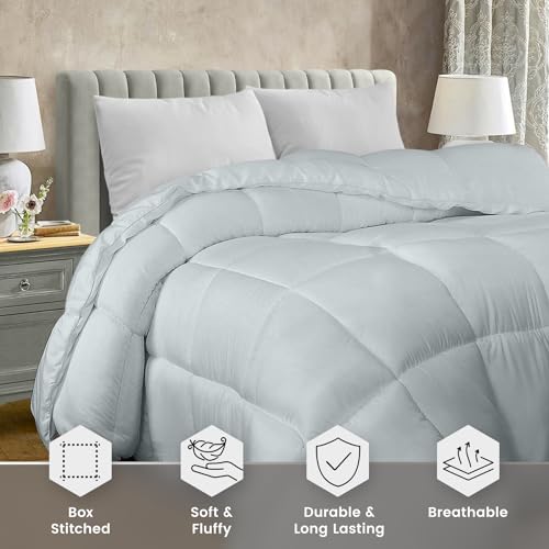 Utopia Bedding Steppdecke – gesteppte Bettdecke mit Ecklaschen – gesteppte Steppdecke – gesteppte Alternative Bettdecke (Doppelbett, Hellgrau)