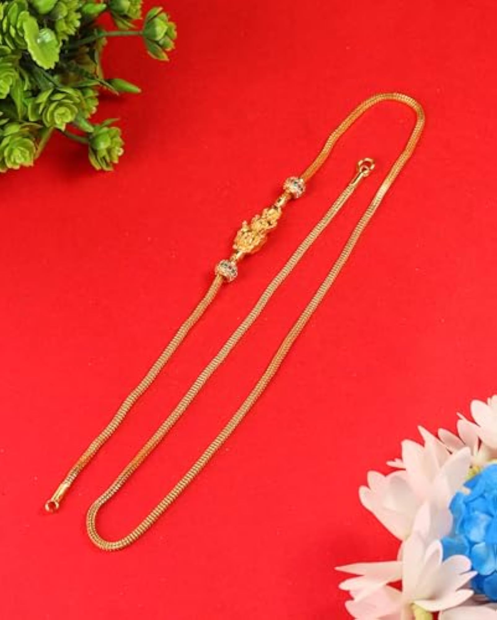 Micro Plated Designer American Diamond Mugappu Chain