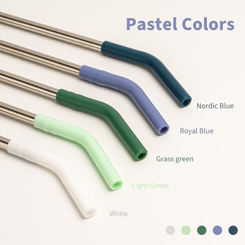Image of 8.5 inch Metal Straws Reusable for 20 oz Tumbler, 5 Pcs Stainless Steel Drinking Straws for Yeti /RTIC /CIVAGO 20 oz Tumblers, 1 Portable Bag