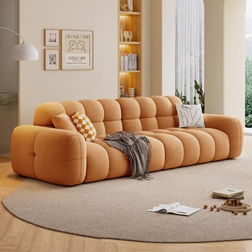 BEDOIN Canapé de Nuage à Bulles Modernes, Loveseat en Velours Orange, 1.6m