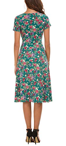 Image of Urban CoCo Women's Floral Print Short Sleeve Flared Midi Dress