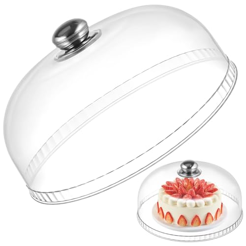 GARVALON Couvercle Alimentaire en Plastique Transparent, Diamètre 25 Cm X Hauteur 10 Cm, Cloche à Gâteau Ronde pour Plateau de Présentation, Protection Anti-poussière pour Réutilisable