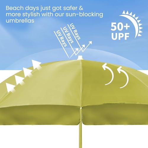 Image of ORILEY Garden Umbrella with Stand Foldable Big Size (7ft Height 42 Inch Rib Arm) Heavy Duty Waterproof Rain & UV Sun Protection Outdoor Patio for Balcony Shedding Cantilever & Lawn (Yellow)