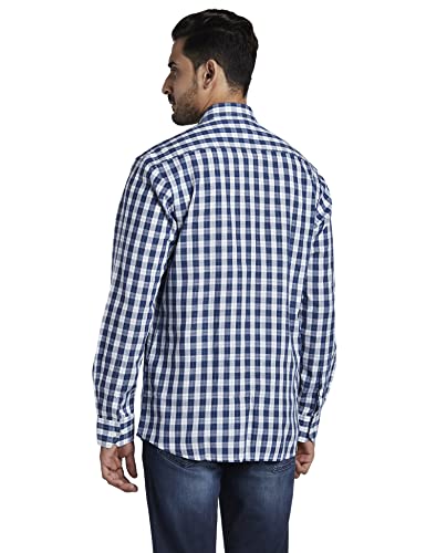 Image of Colorplus Men's Pure Cotton Checks Pattern Tailored Fit Spread Collar Full Sleeve Casual Shirt