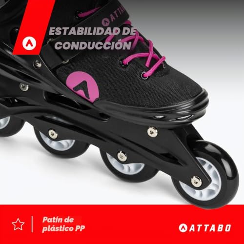 Miniatura 10 de Attabo Patines En Línea Cyclone Fitness Mujer Talla 38 Eu Ruedas Abec-7 Bota Semirrígida Pu 82a Freno Tpr Comodidad Estabilidad Ajuste 3 Etapas Materiales Duraderos Color Negro-Rosa
