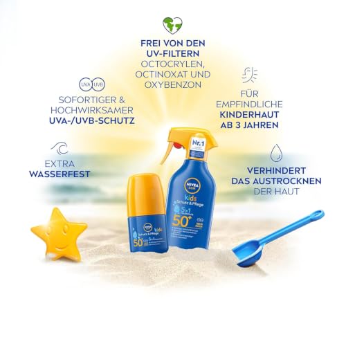 NIVEA SUN Kids Schutz & Pflege 5in1 Hautschutz LSF 50+ Sonnencreme (250 ml), hoher Sonnenschutz mit Bio-Mandelöl… – Ansicht 2