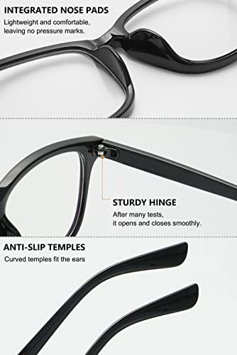 Lanomi Stylish Rectangle Reading Glasses 1.0 1.25 1.5 1.75 2.0 2.5 2.75 3.0 3.5 Womens Men Blue Light Blocking Computer Glasses Lightweight Reader Eyeglasses Bright Black Frame Reading Glasses 0 - Image 4