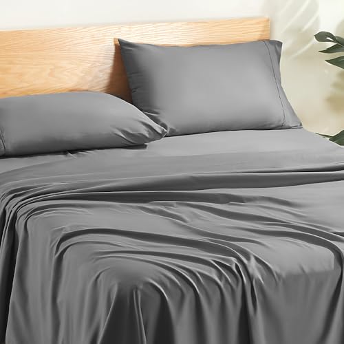 SLEEP ZONE Bedding Sheet Set for Full Size, 4 Pieces Microfiber Bed Set for Women & Men, Deep Pockets, Easy- Fit, Comfy Breathable & Soft Sheets, Machine Wash (Grey, Full) by SLEEP ZONE - Used condition - Image 2