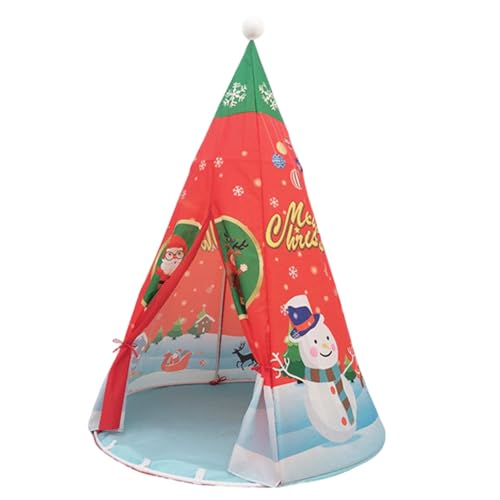 Tente de Noël pour enfants au pied du sapin : cabane de jeu intérieure repliable avec tapis