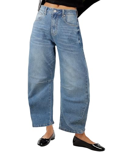 Leopard Pants Women Wide Leg Mid Rise Cheetah Print Pants Vintage Boyfriend Cropped Barrel Jeans Women