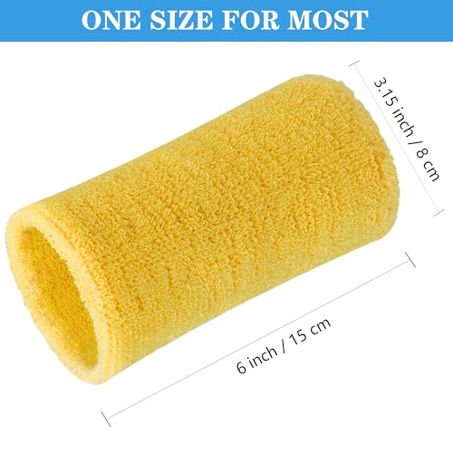 Image of 6 Inch Wrist Sweatbands Tennis Wrist Bands Absorbent Sweat Band for Men and Women Sport Long Wrist Bands, Breathable Cotton Athletic Sweatbands for Basketball, Workout, Running (4 Pack)