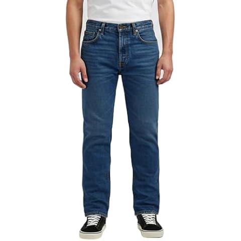 Mersenne Men's Regular Fit Straight Leg Jeans Size 30 to 50 (US, Waist Inseam, 32, 30, Regular, Regular, M98 Dark Blue) Cover
